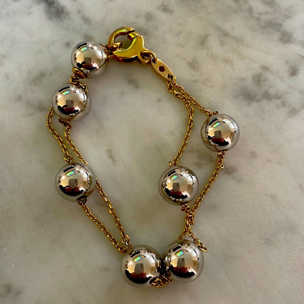 Roberto Coin two tone 18k bracelet with sterling silver balls